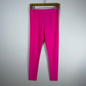 Neon Pink Spandex Leggings Womens XL Shiny Stretch Athletic Yoga Pants
